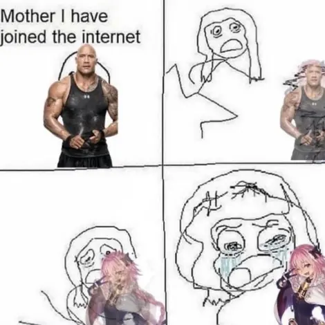 dwayne johnson’s mother witnesses his son join the internet and becomes an anime trans female