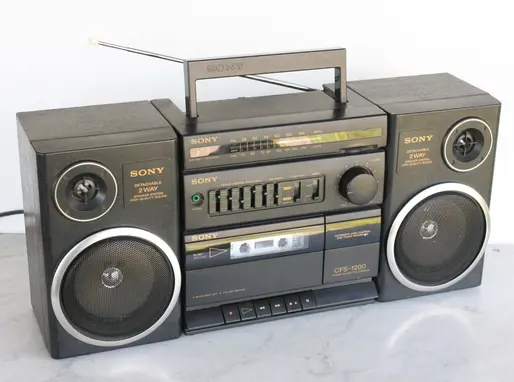 Black plastic Sony boombox from the 90s